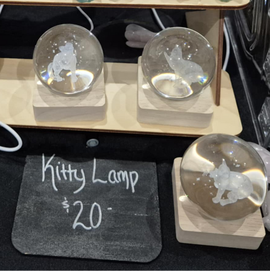 Glass Kitty Lamp - USB