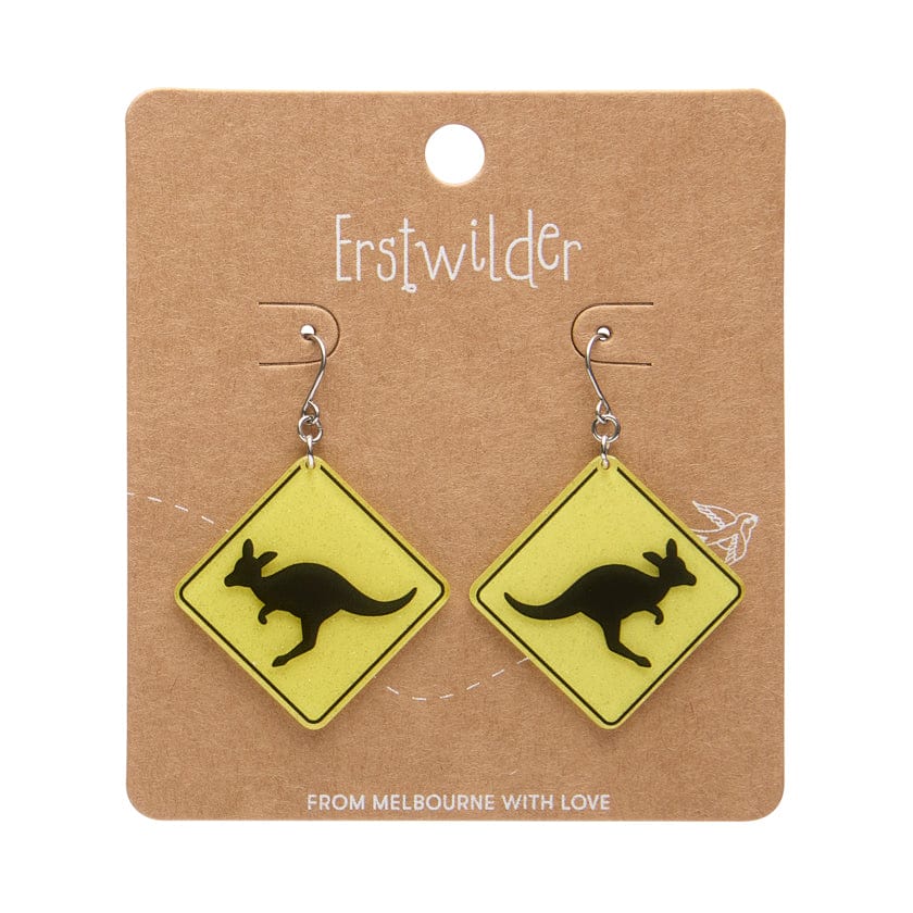 Erstwilder - Kangaroo Sign Drop Earrings - Yellow