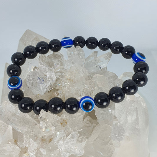 Crystals - Black Obsidian with Evil Eye Bracelet