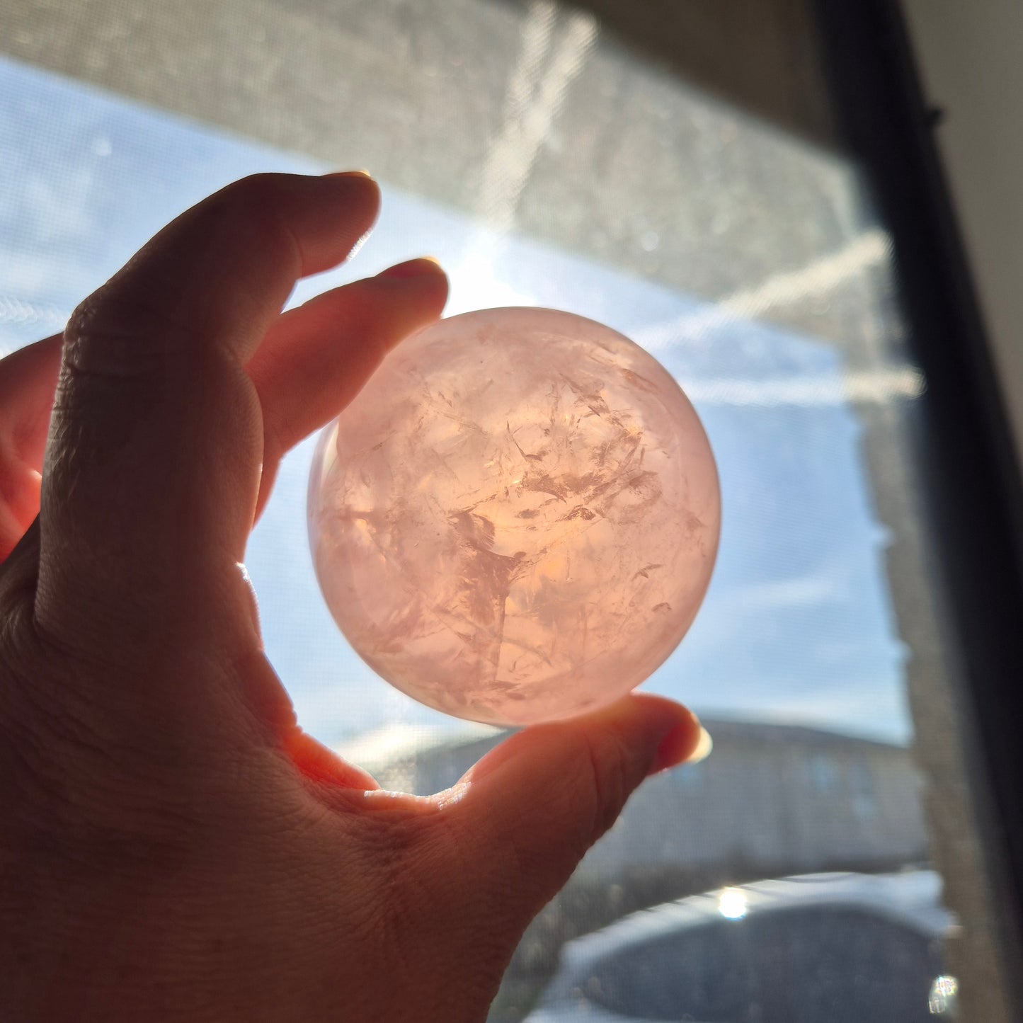 Crystals - Rose Quartz Sphere (with Star)