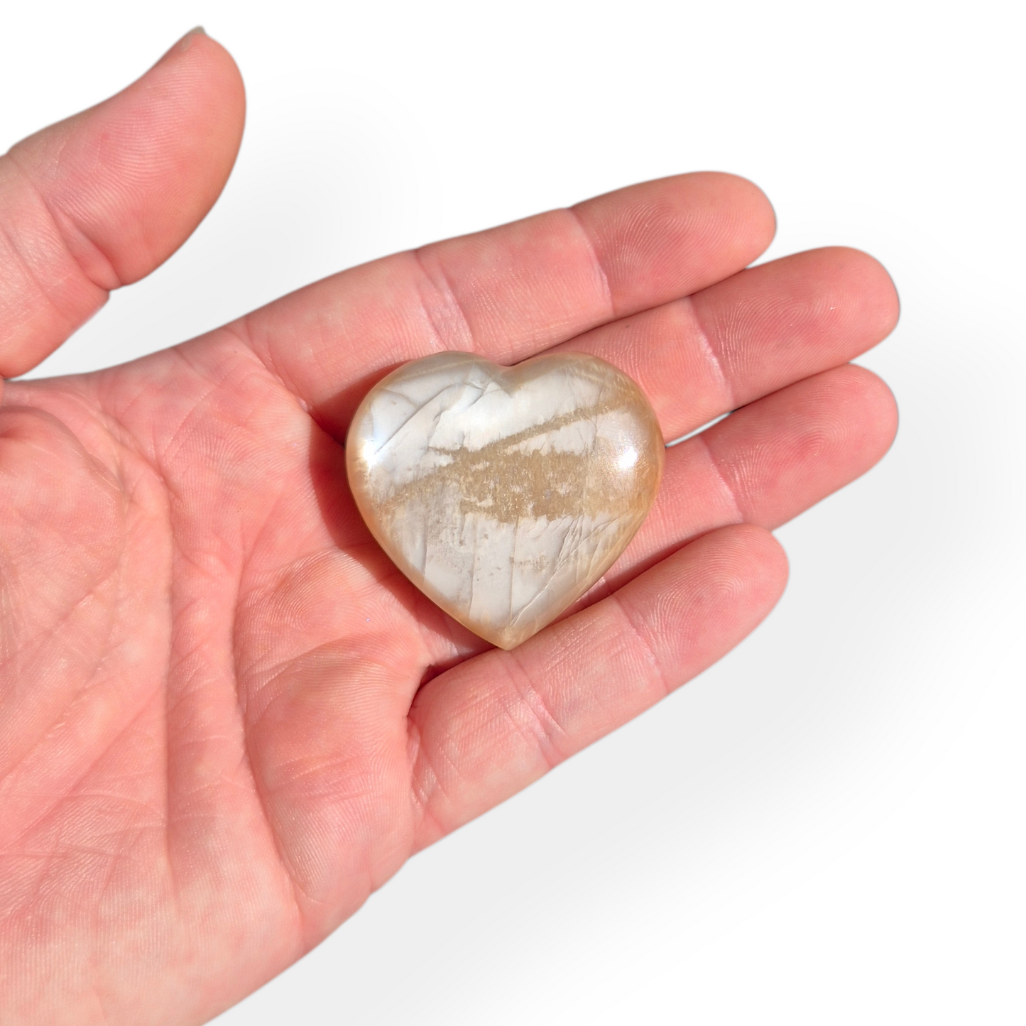 Crystals - Peach Moonstone Polished Hearts