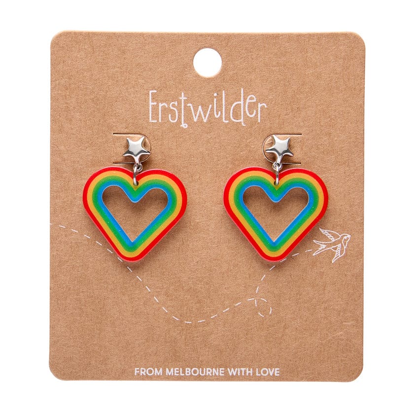 Erstwilder - Heart Rainbow Stud Drop Earrings