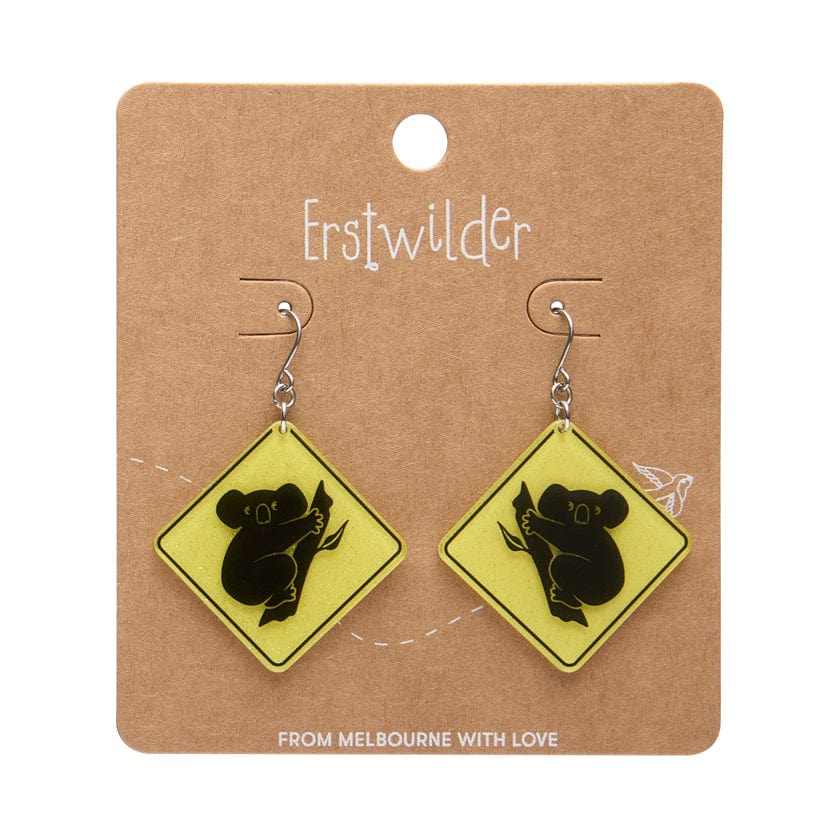 Erstwilder - Koala Sign Drop Earrings - Yellow