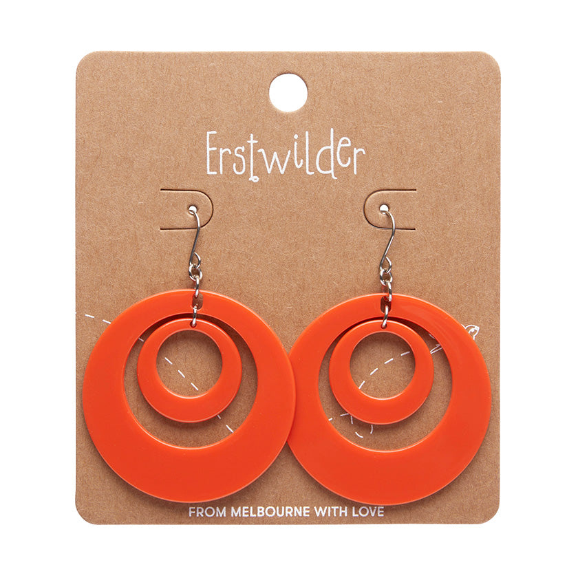 Erstwilder - Double Hoop Solid Drop Earrings - Orange