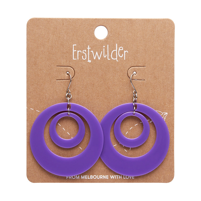 Erstwilder - Double Hoop Solid Drop Earrings - Purple
