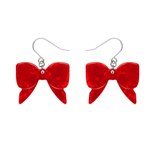 Erstwilder - Bow Ripple Drop Earrings - Red