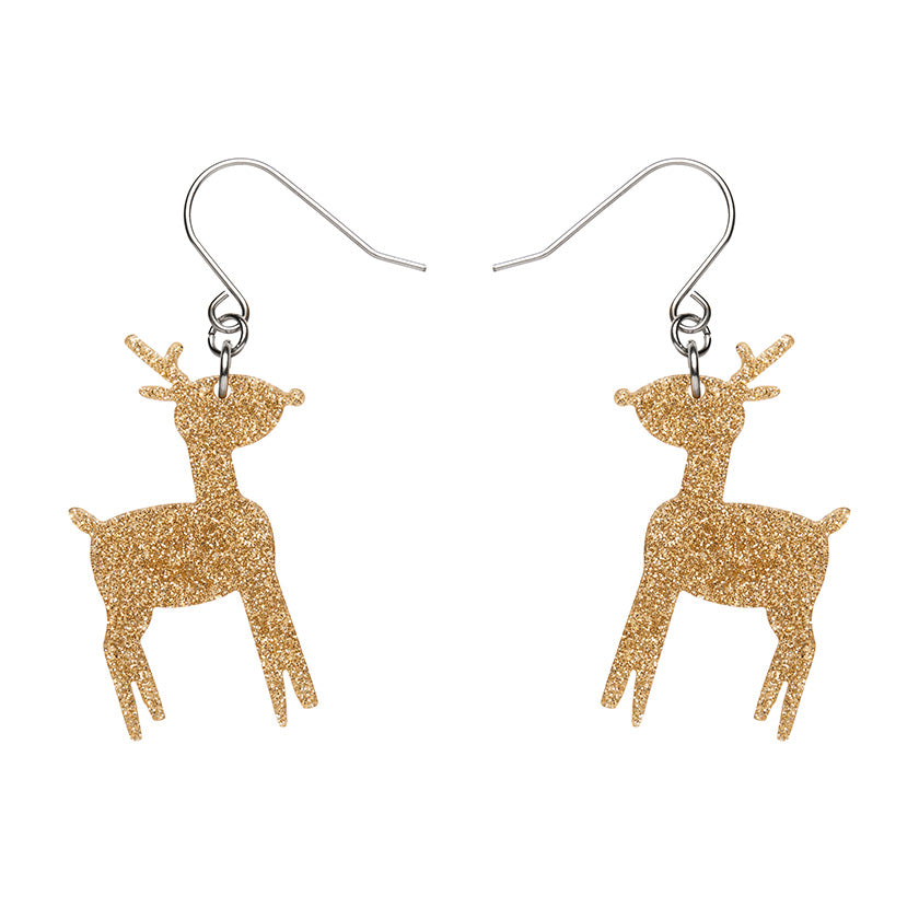 Erstwilder - Reindeer Glitter Drop Earrings - Gold