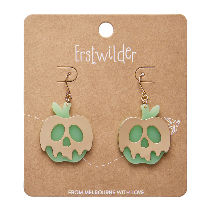 Erstwilder - Poison Apple Drop Earrings - Glow in the Dark and Gold