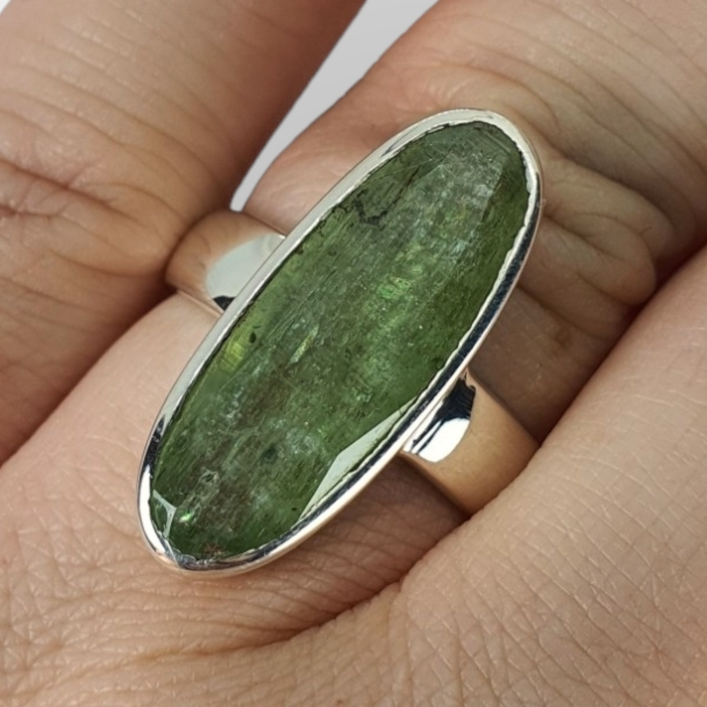 Crystals - Kyanite (Green) Ring - Sterling Silver
