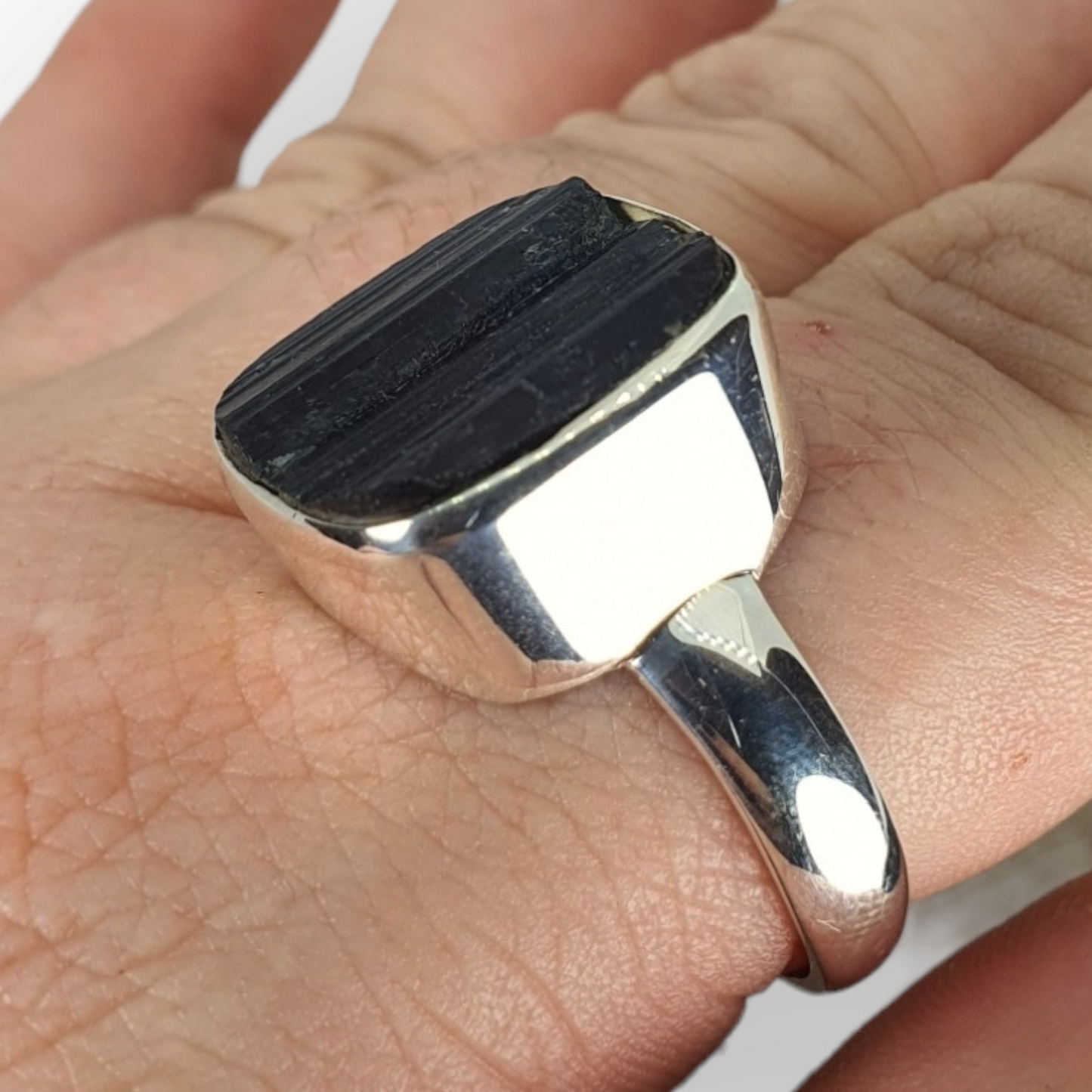 Tourmaline Natural (Rough) Ring - Sterling Silver
