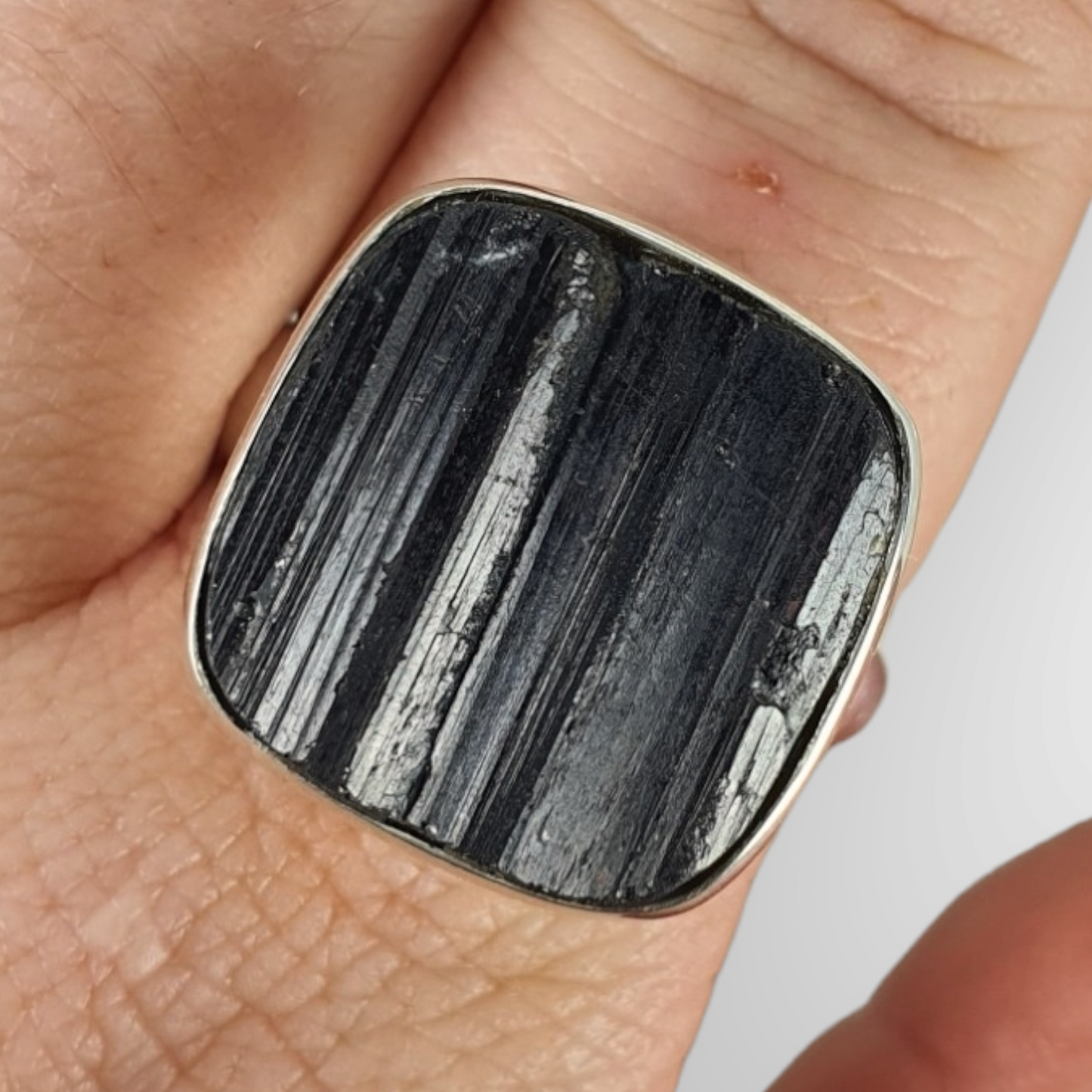 Tourmaline Natural (Rough) Ring - Sterling Silver
