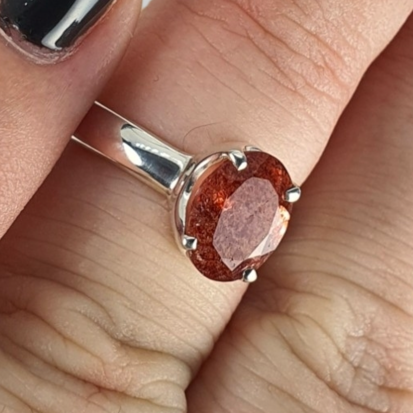 Crystals - Strawberry Quartz Faceted Ring - Sterling Silver