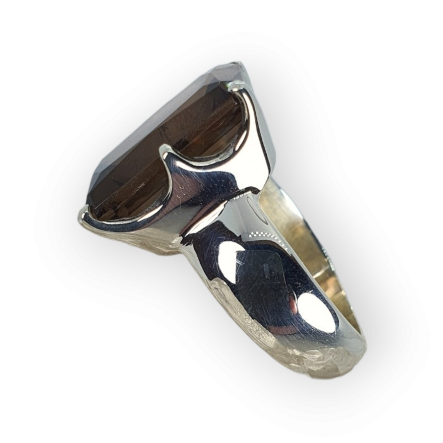 Crystals - Smoky Quartz Faceted Ring - Sterling Silver