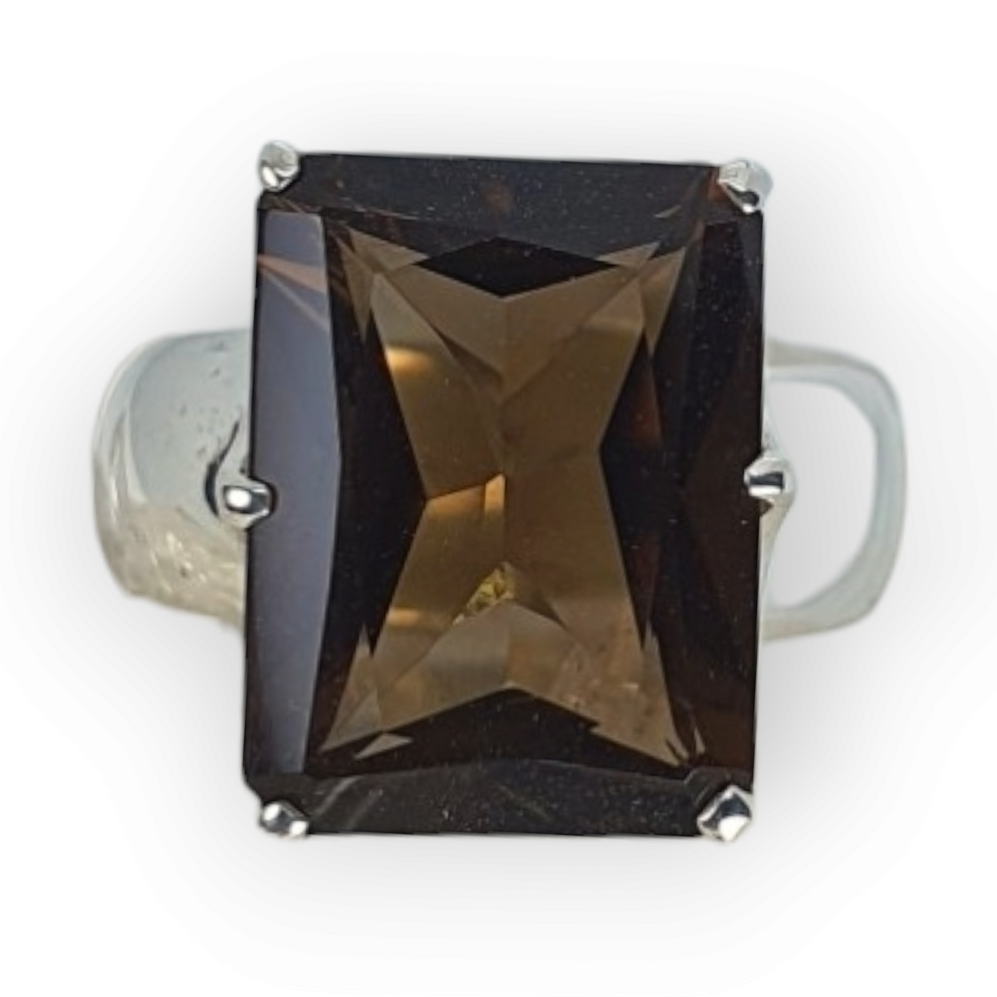 Crystals - Smoky Quartz Faceted Ring - Sterling Silver