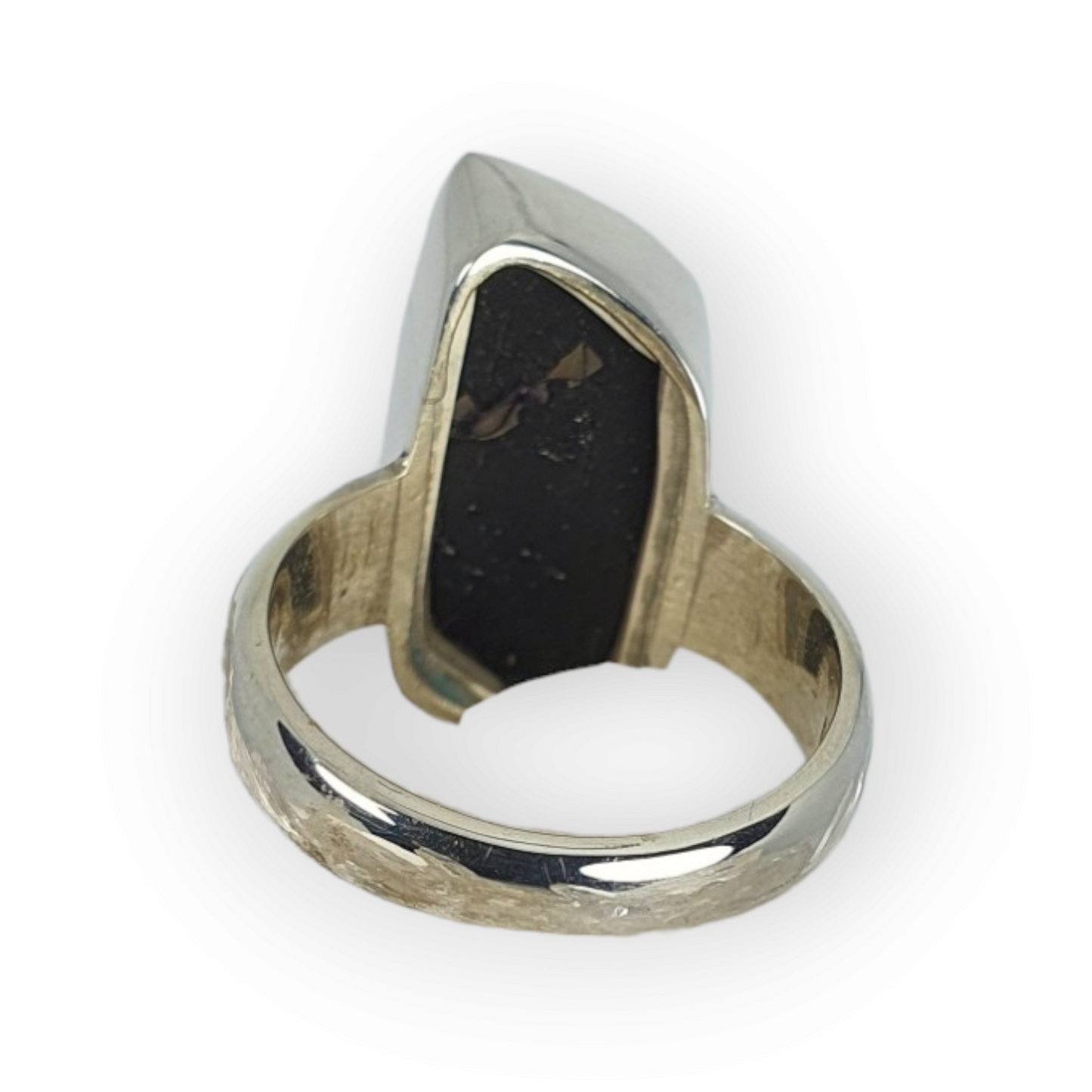 Crystals - Black Tourmaline Natural (Rough) Ring - Sterling Silver