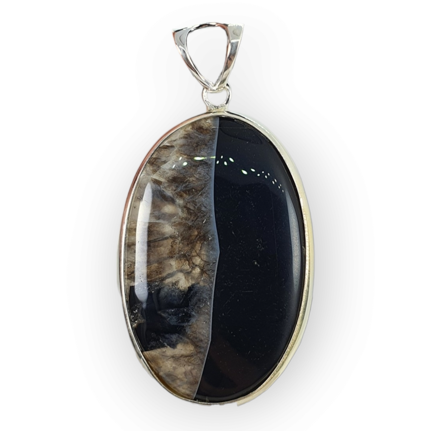 Crystals - Banded Onyx Oval Cabochon Pendant - Sterling Silver