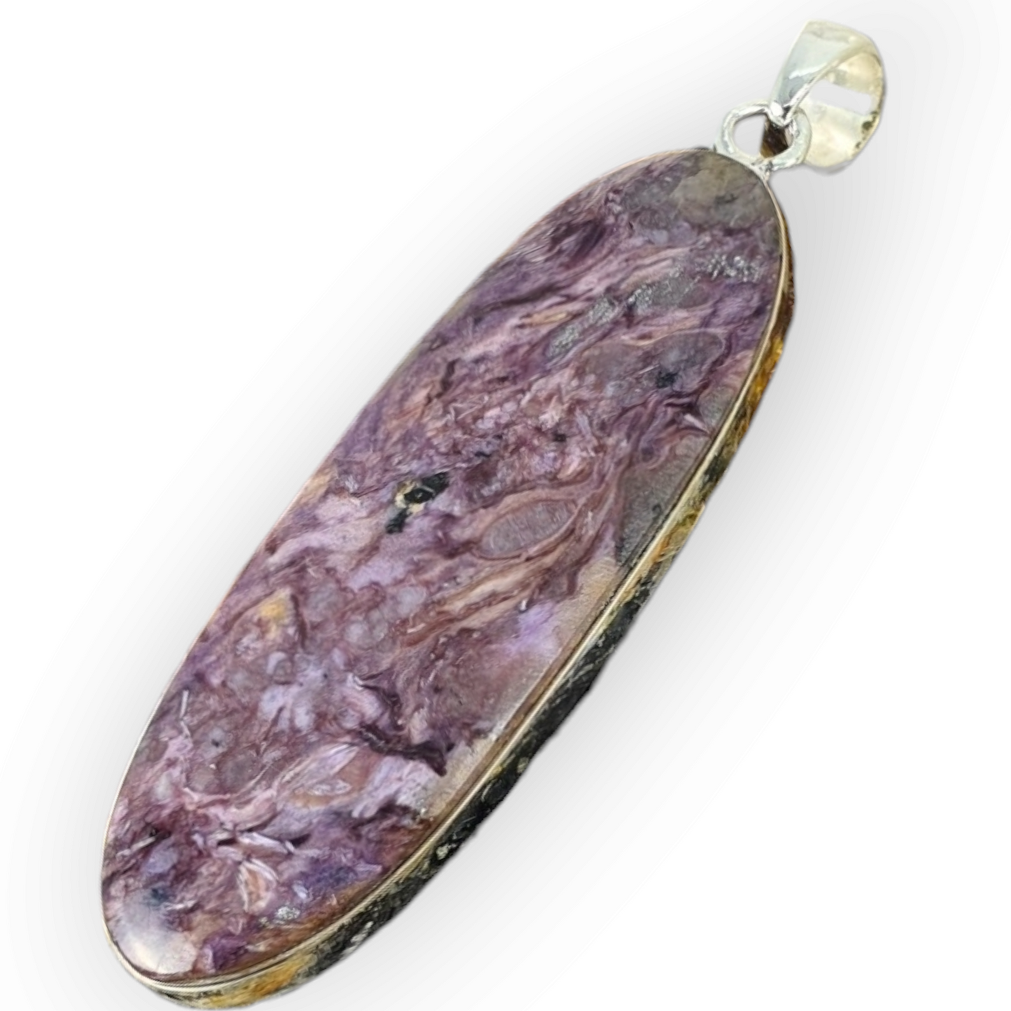 Crystals - Charoite Oval Pendant - Sterling Silver