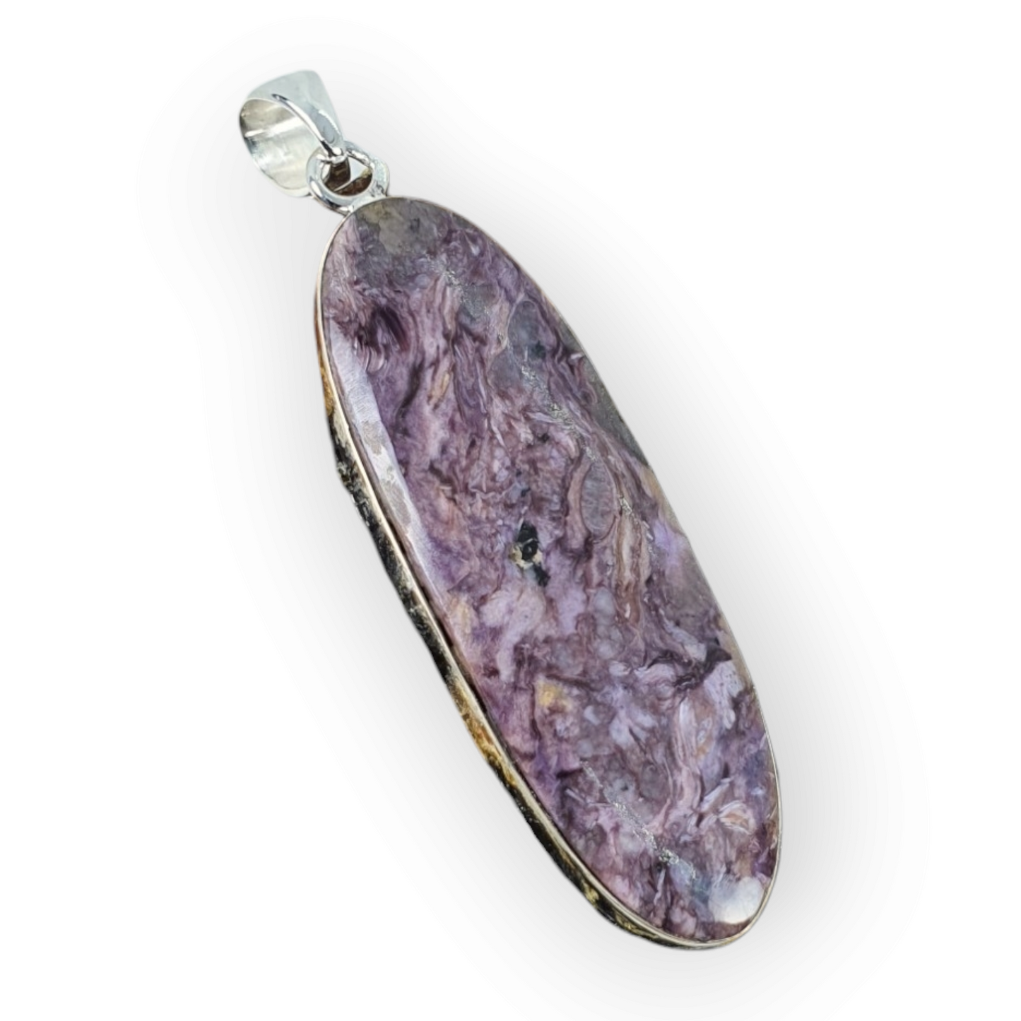 Crystals - Charoite Oval Pendant - Sterling Silver