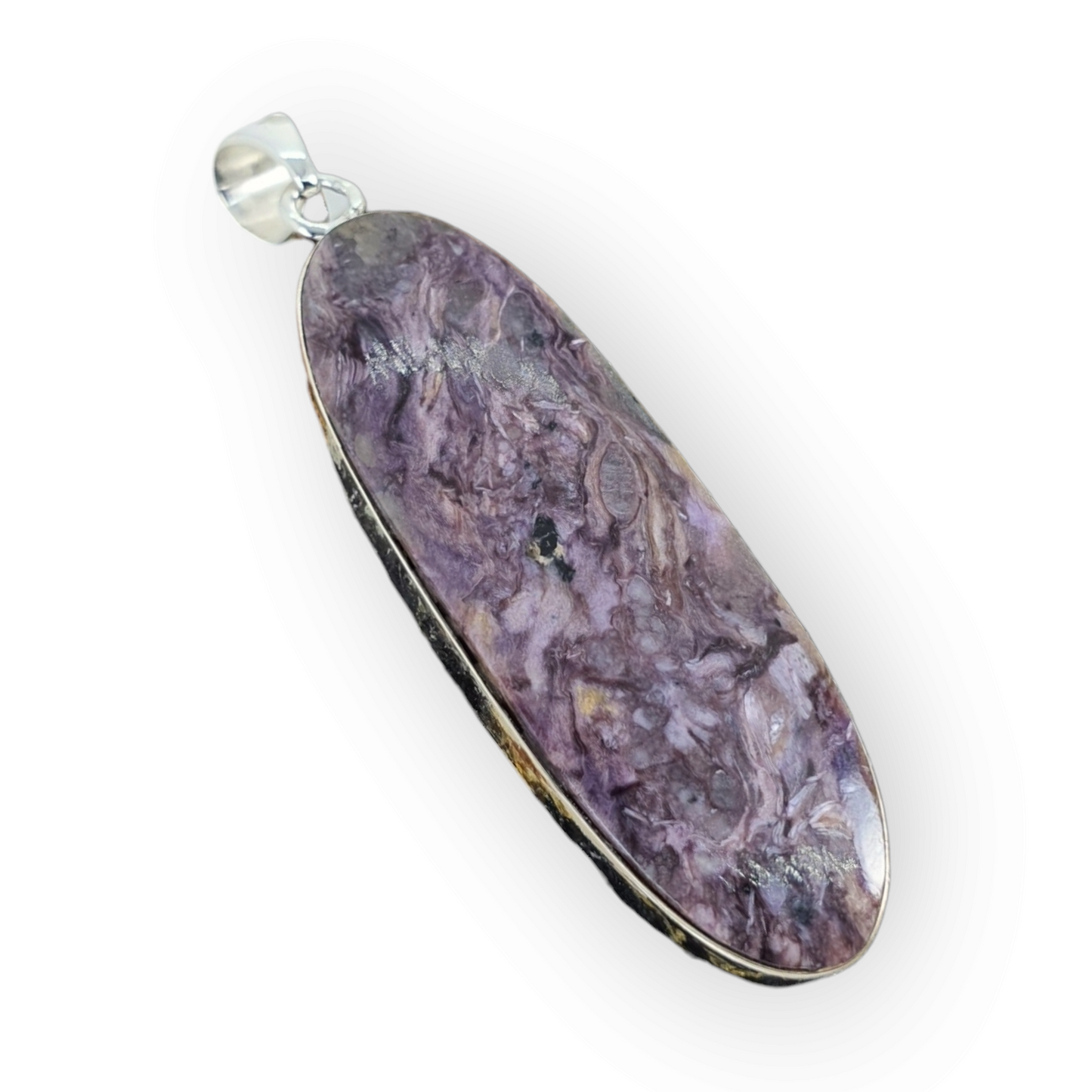 Crystals - Charoite Oval Pendant - Sterling Silver