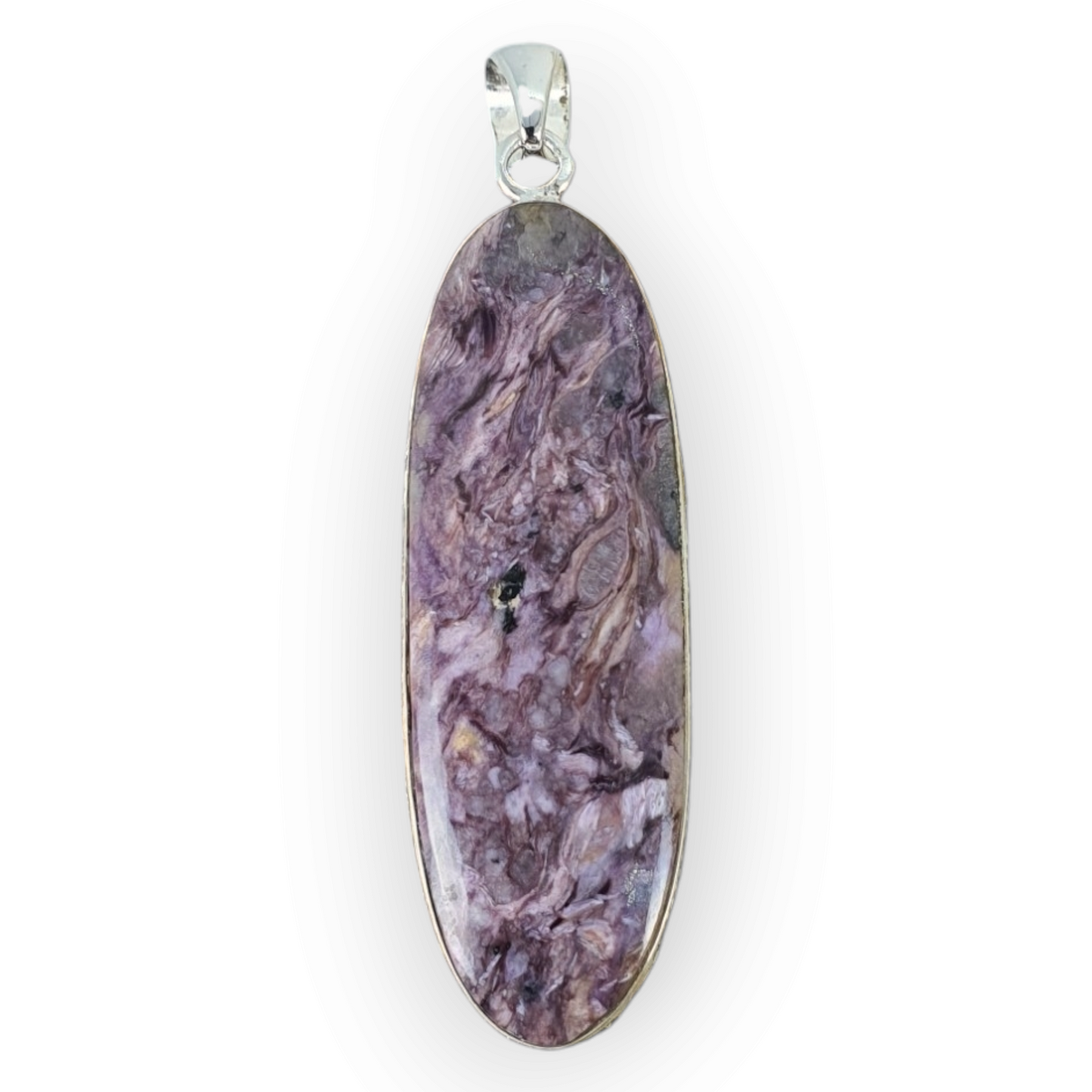 Crystals - Charoite Oval Pendant - Sterling Silver