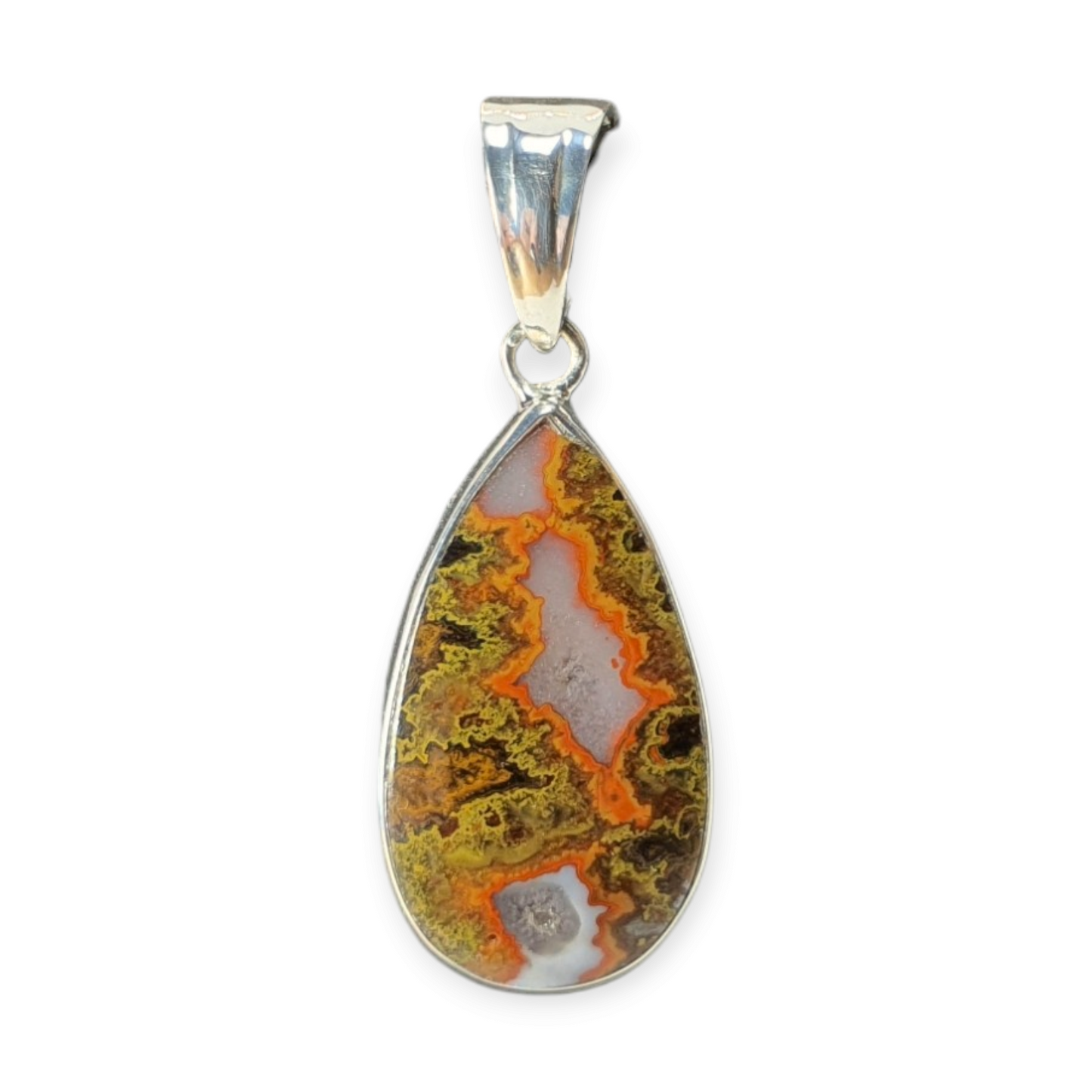 Crystals - Rhyolite (Rainforest Jasper) Cabochon Pendant - Sterling Silver
