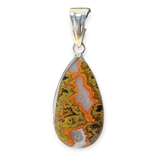 Crystals - Rhyolite (Rainforest Jasper) Cabochon Pendant - Sterling Silver