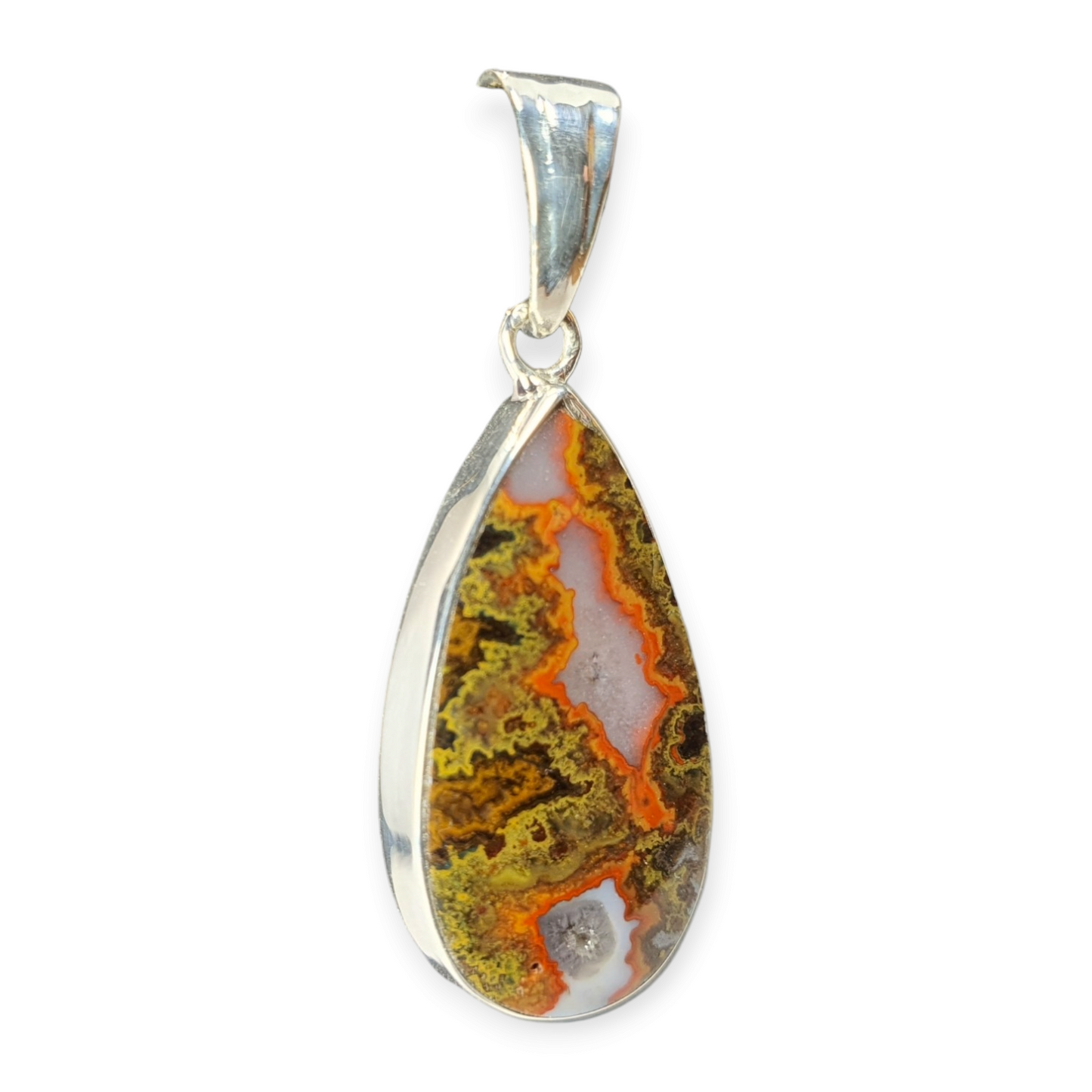 Crystals - Rhyolite (Rainforest Jasper) Cabochon Pendant - Sterling Silver