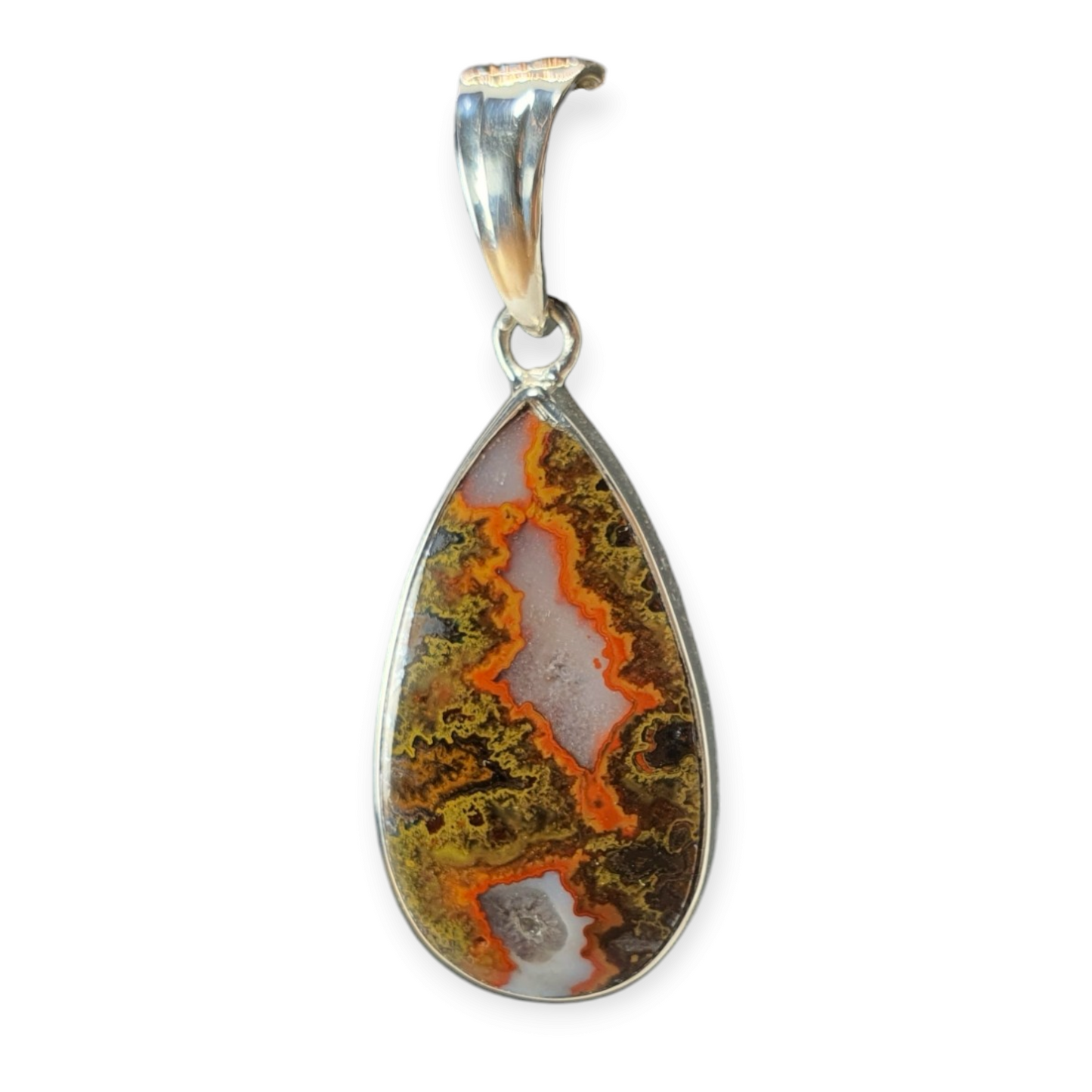 Crystals - Rhyolite (Rainforest Jasper) Cabochon Pendant - Sterling Silver