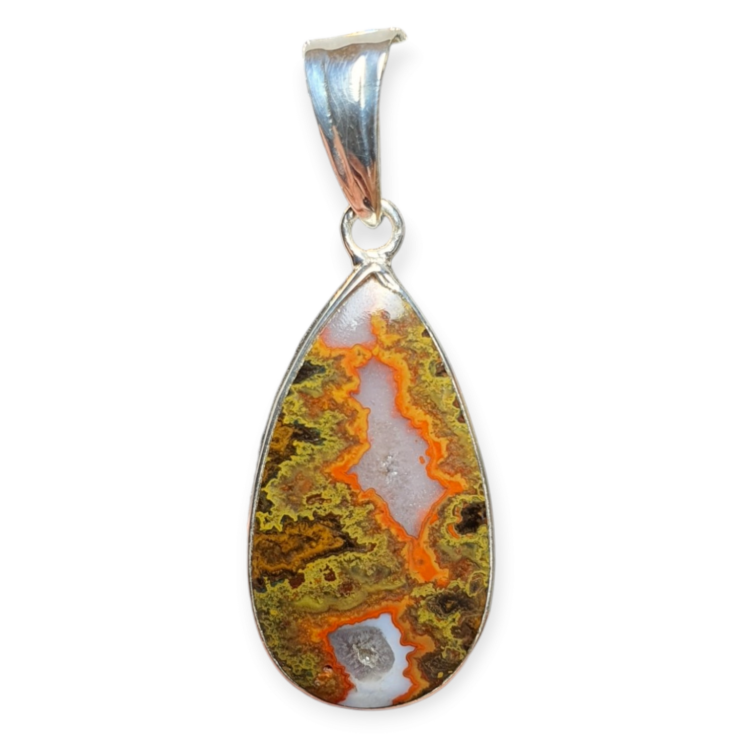Crystals - Rhyolite (Rainforest Jasper) Cabochon Pendant - Sterling Silver