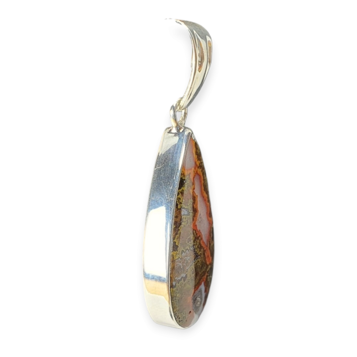 Crystals - Rhyolite (Rainforest Jasper) Cabochon Pendant - Sterling Silver