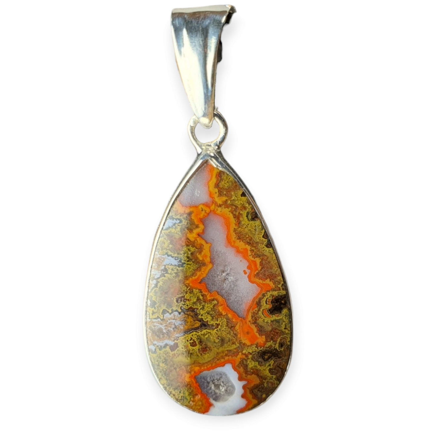 Crystals - Rhyolite (Rainforest Jasper) Cabochon Pendant - Sterling Silver