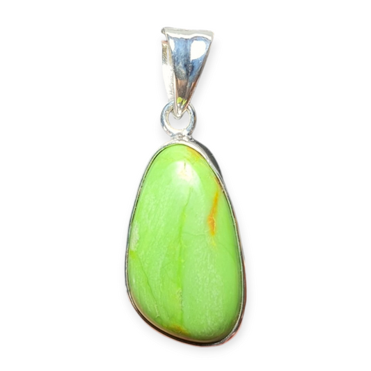 Crystals - Gaspeite Cabochon Pendant - Sterling Silver