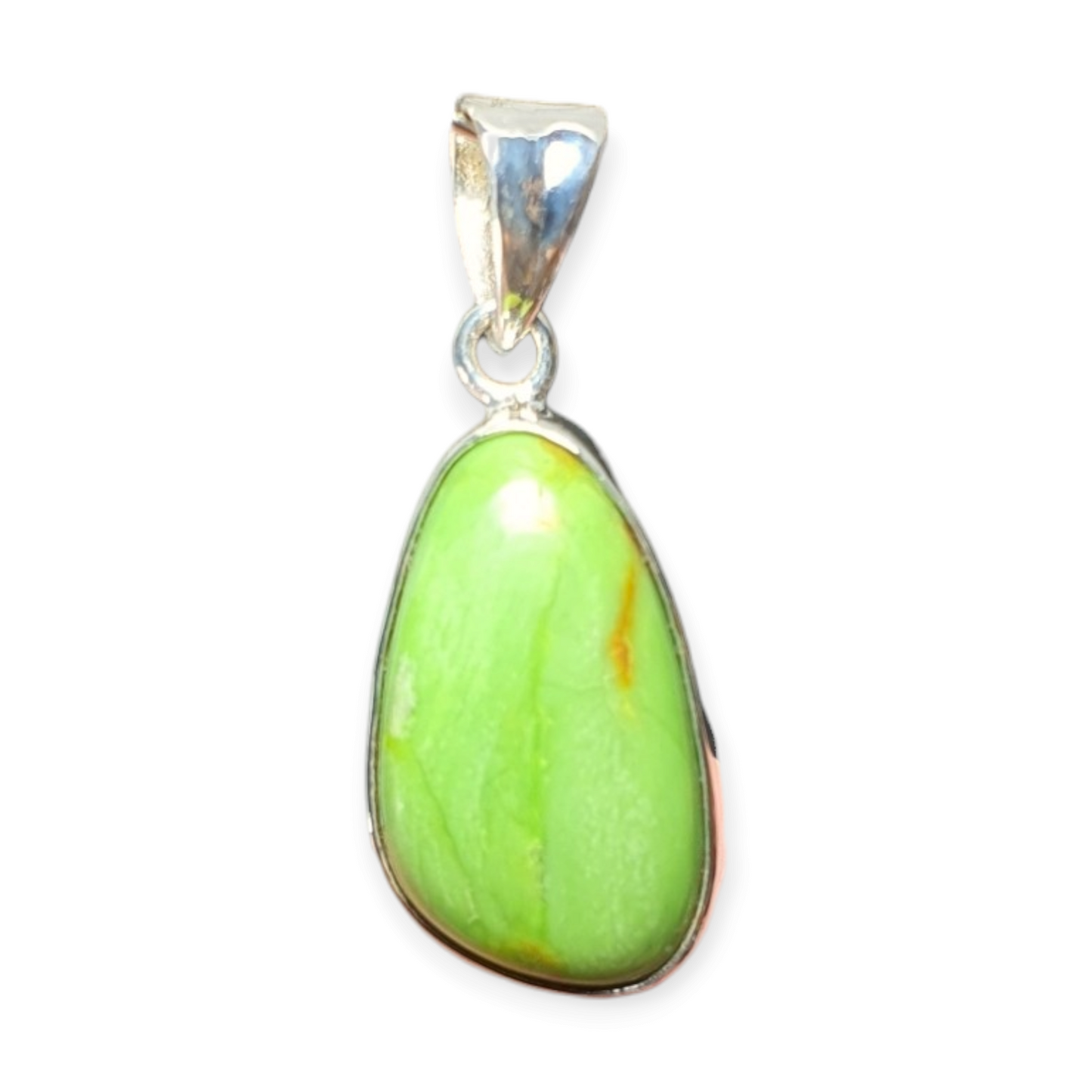 Crystals - Gaspeite Cabochon Pendant - Sterling Silver