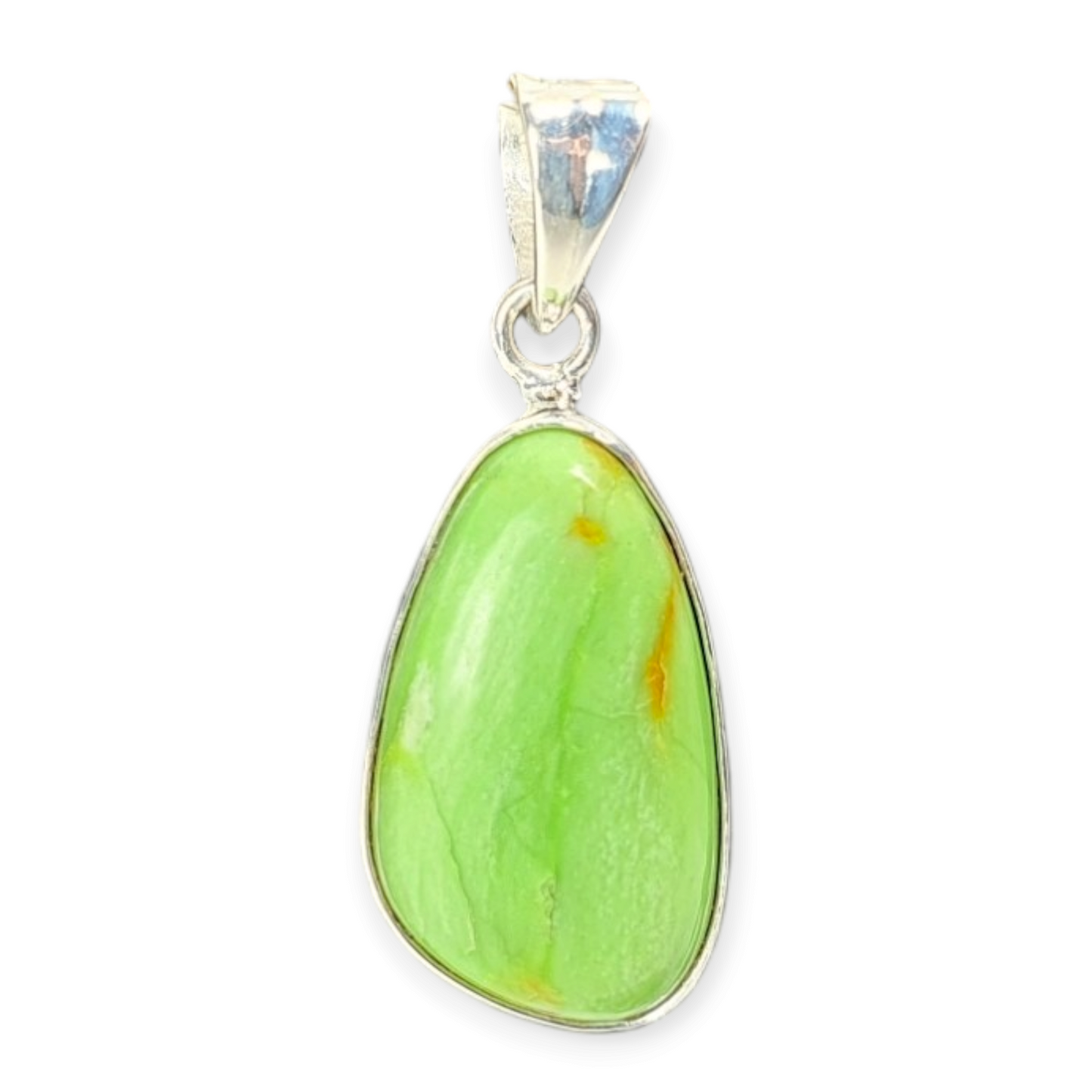 Crystals - Gaspeite Cabochon Pendant - Sterling Silver