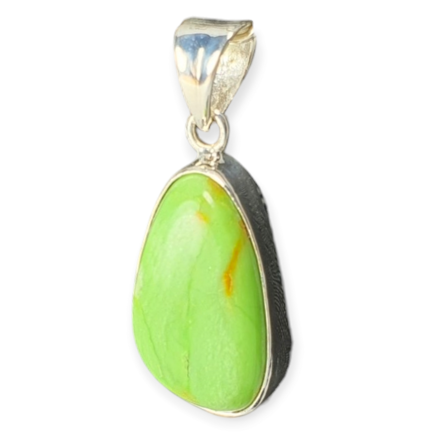 Crystals - Gaspeite Cabochon Pendant - Sterling Silver
