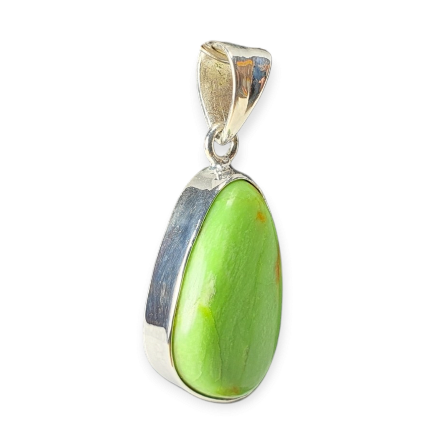Crystals - Gaspeite Cabochon Pendant - Sterling Silver