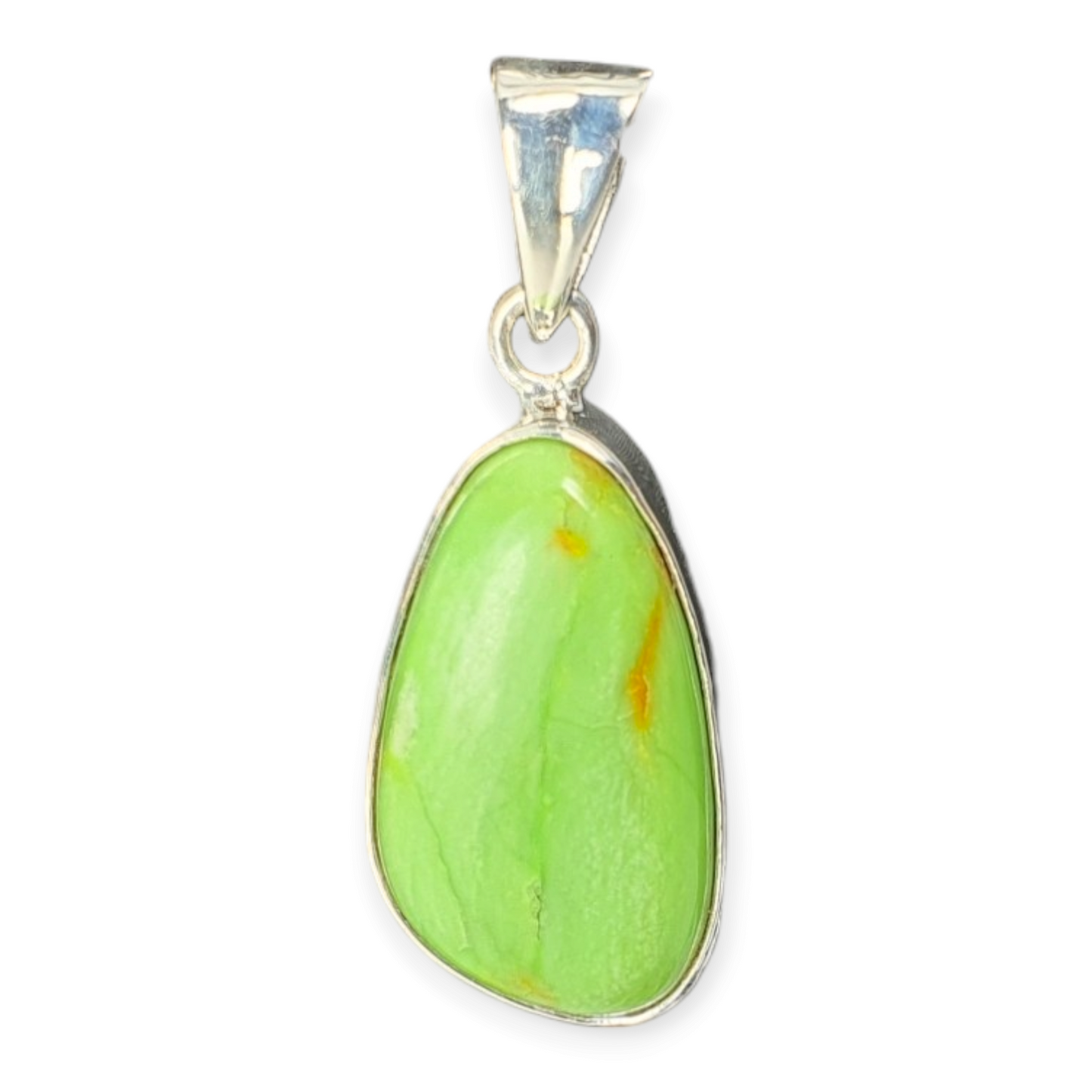 Crystals - Gaspeite Cabochon Pendant - Sterling Silver