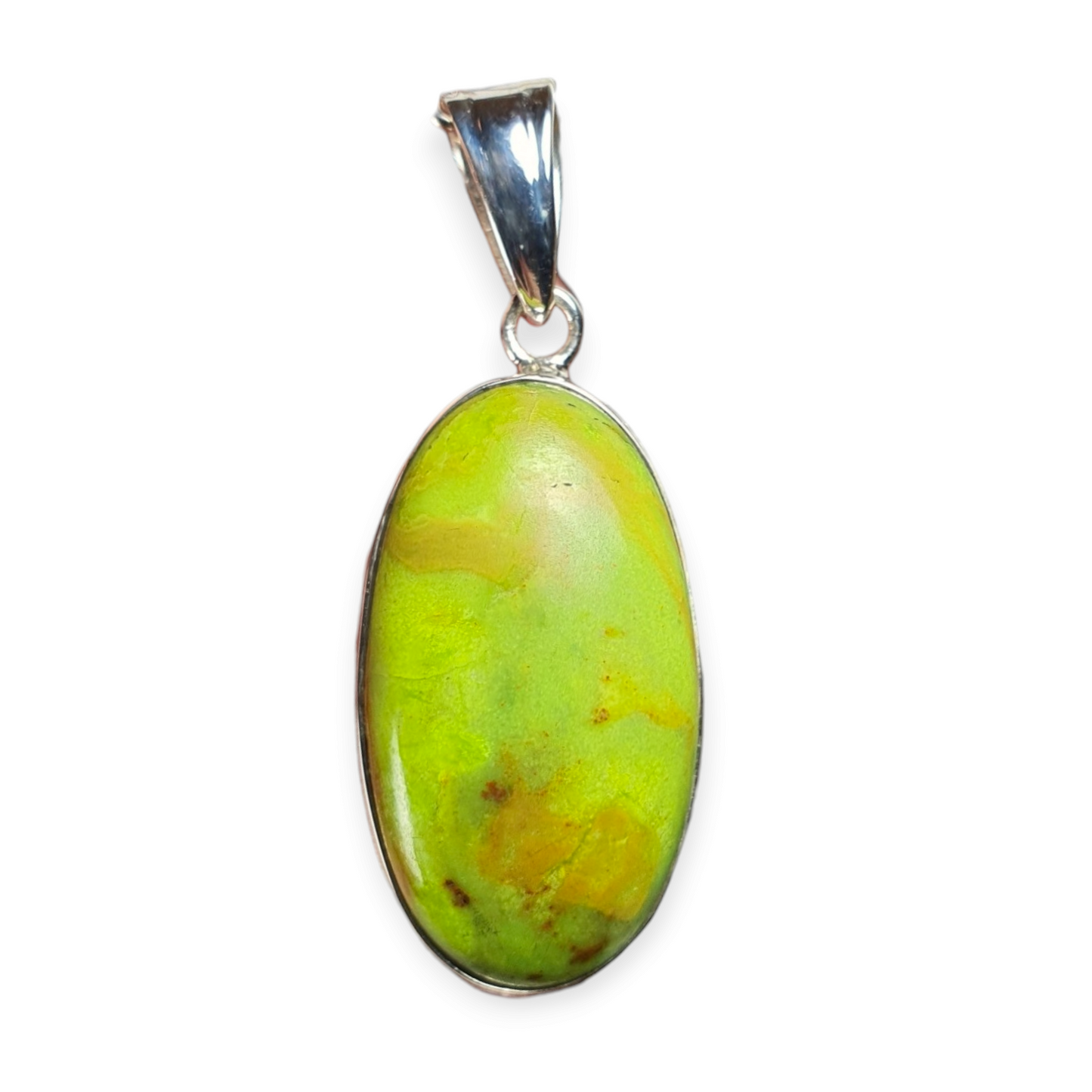Crystals - Gaspeite Cabochon Pendant - Sterling Silver