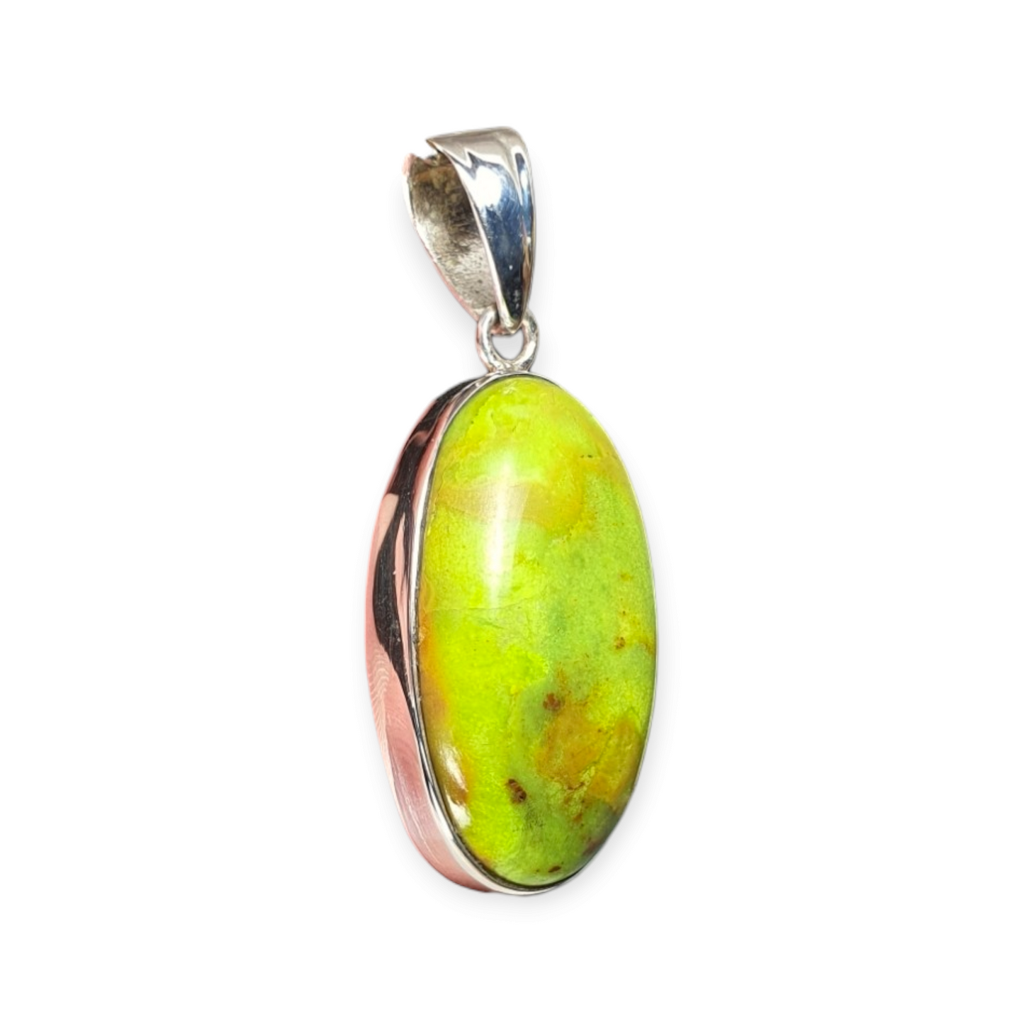 Crystals - Gaspeite Cabochon Pendant - Sterling Silver