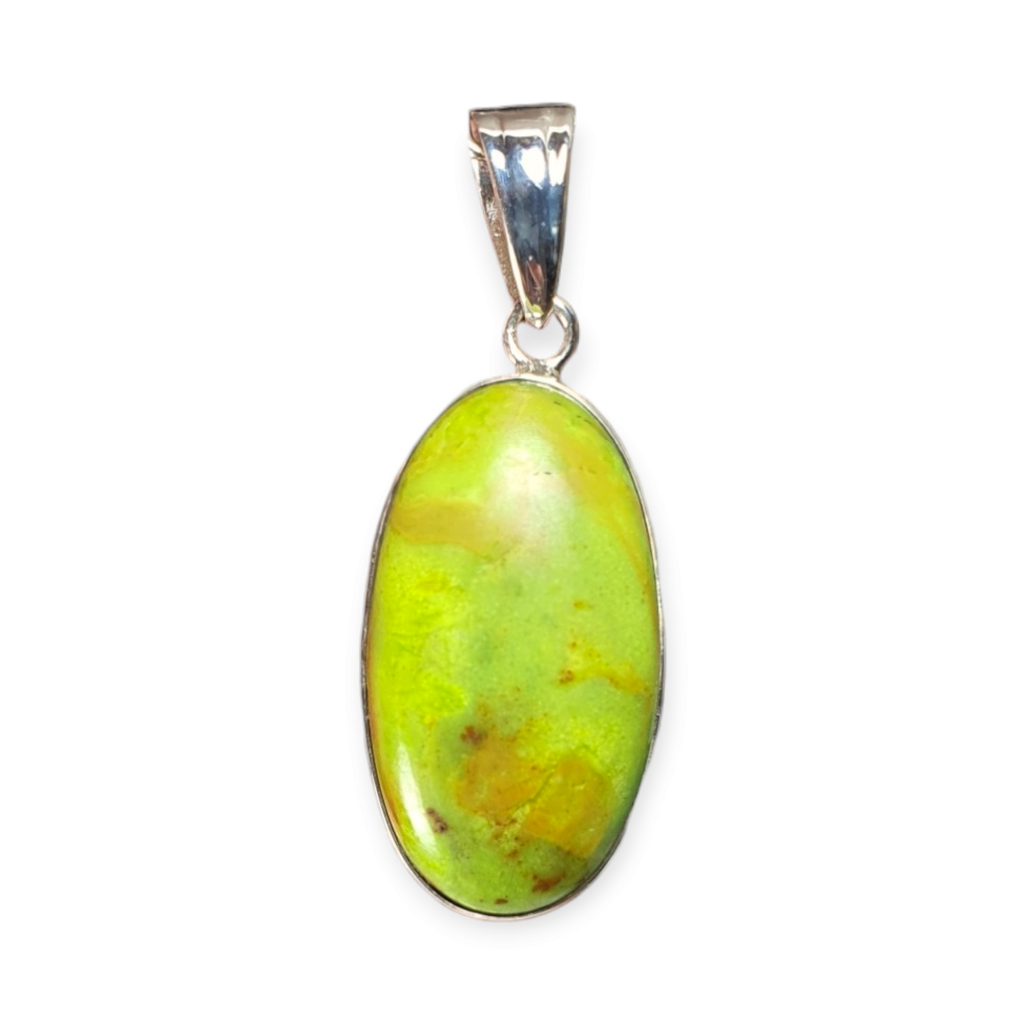 Crystals - Gaspeite Cabochon Pendant - Sterling Silver