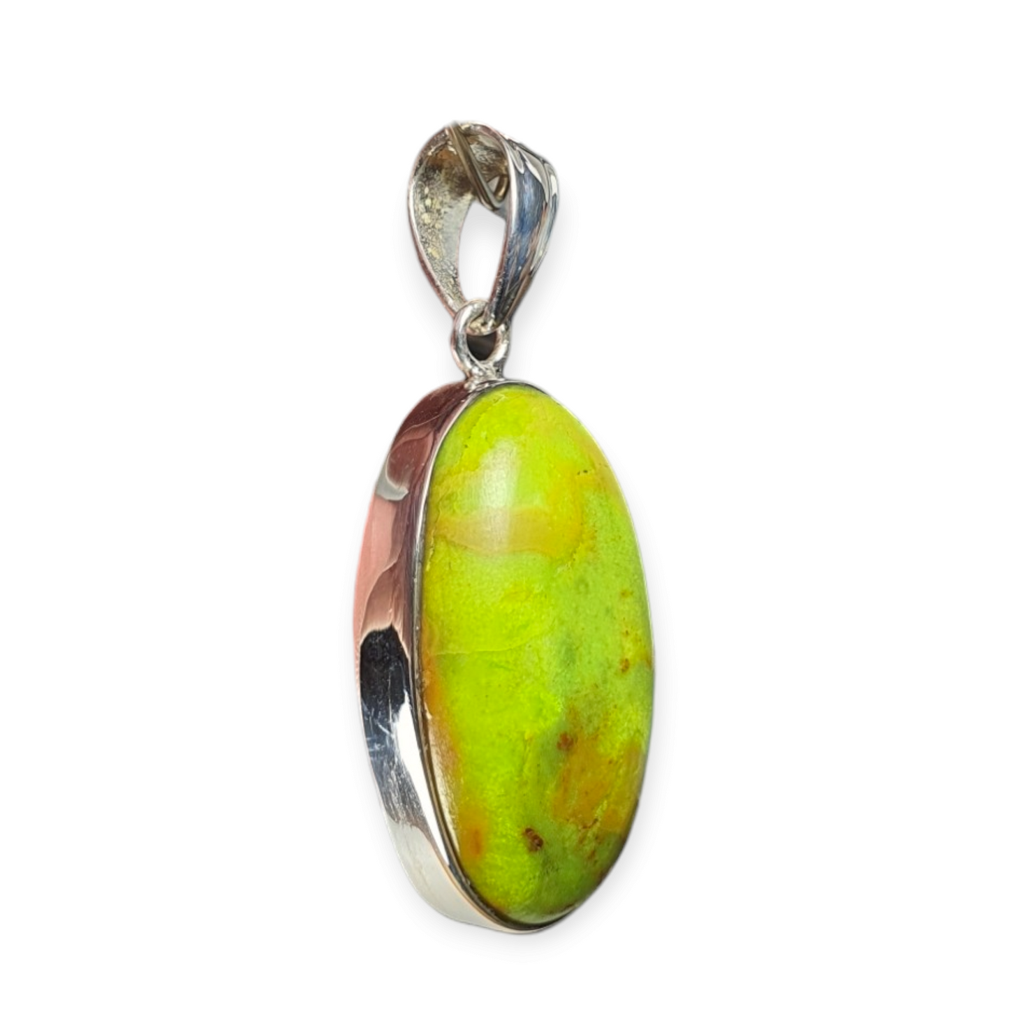 Crystals - Gaspeite Cabochon Pendant - Sterling Silver