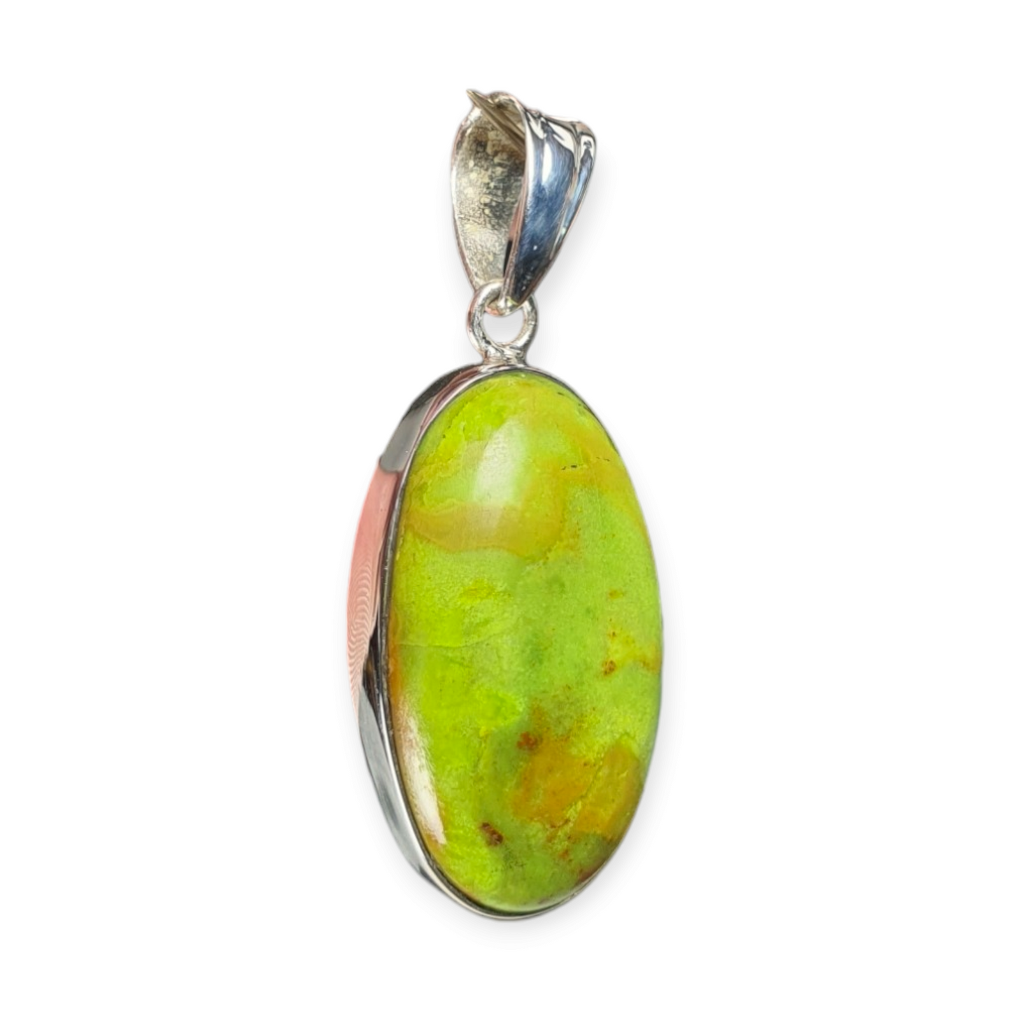 Crystals - Gaspeite Cabochon Pendant - Sterling Silver