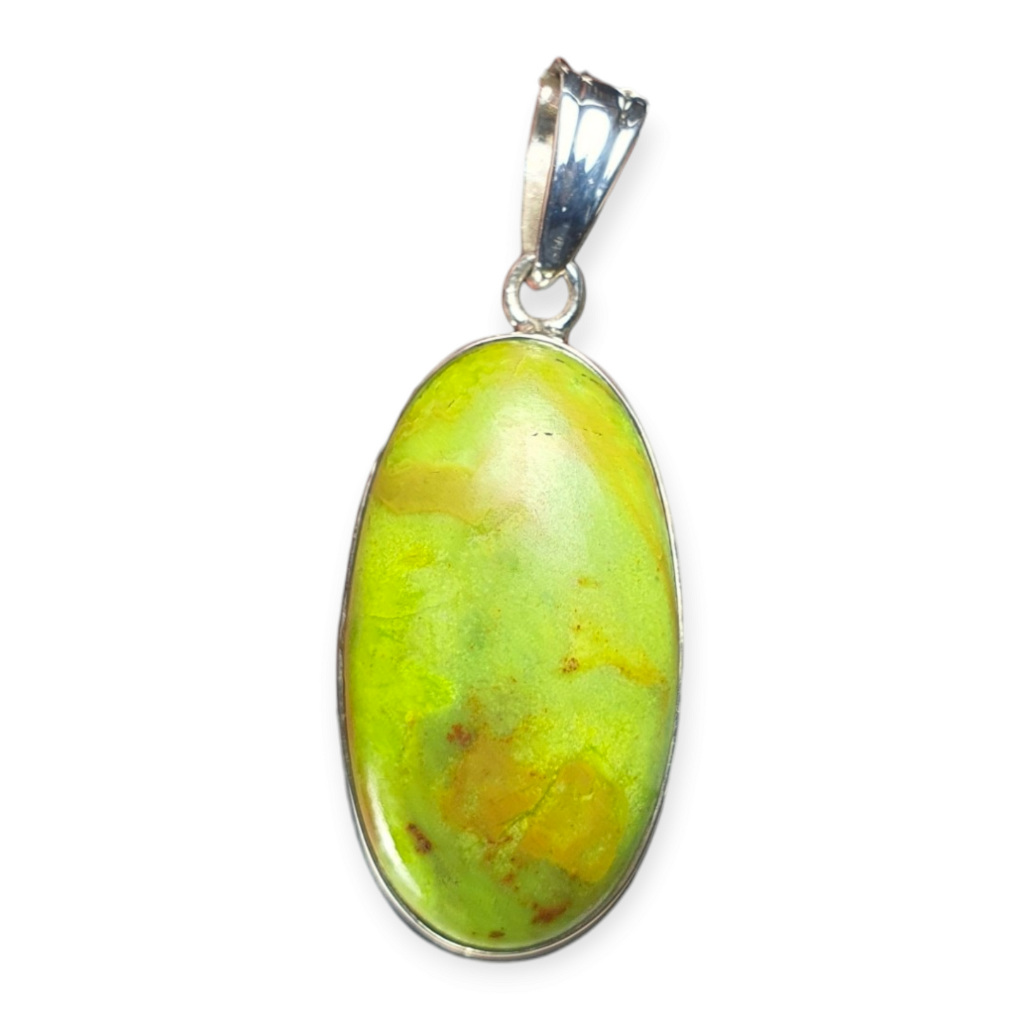 Crystals - Gaspeite Cabochon Pendant - Sterling Silver