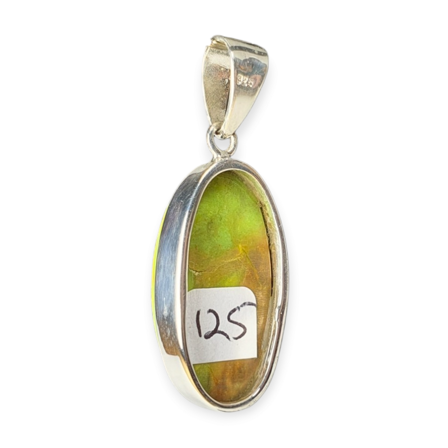 Crystals - Gaspeite Cabochon Pendant - Sterling Silver