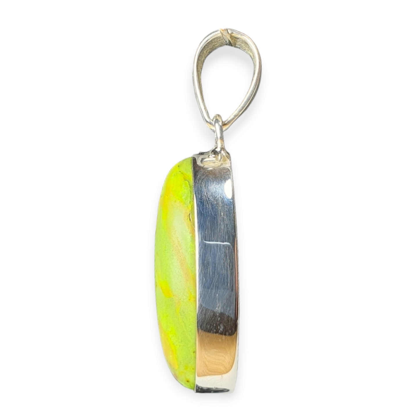 Crystals - Gaspeite Cabochon Pendant - Sterling Silver