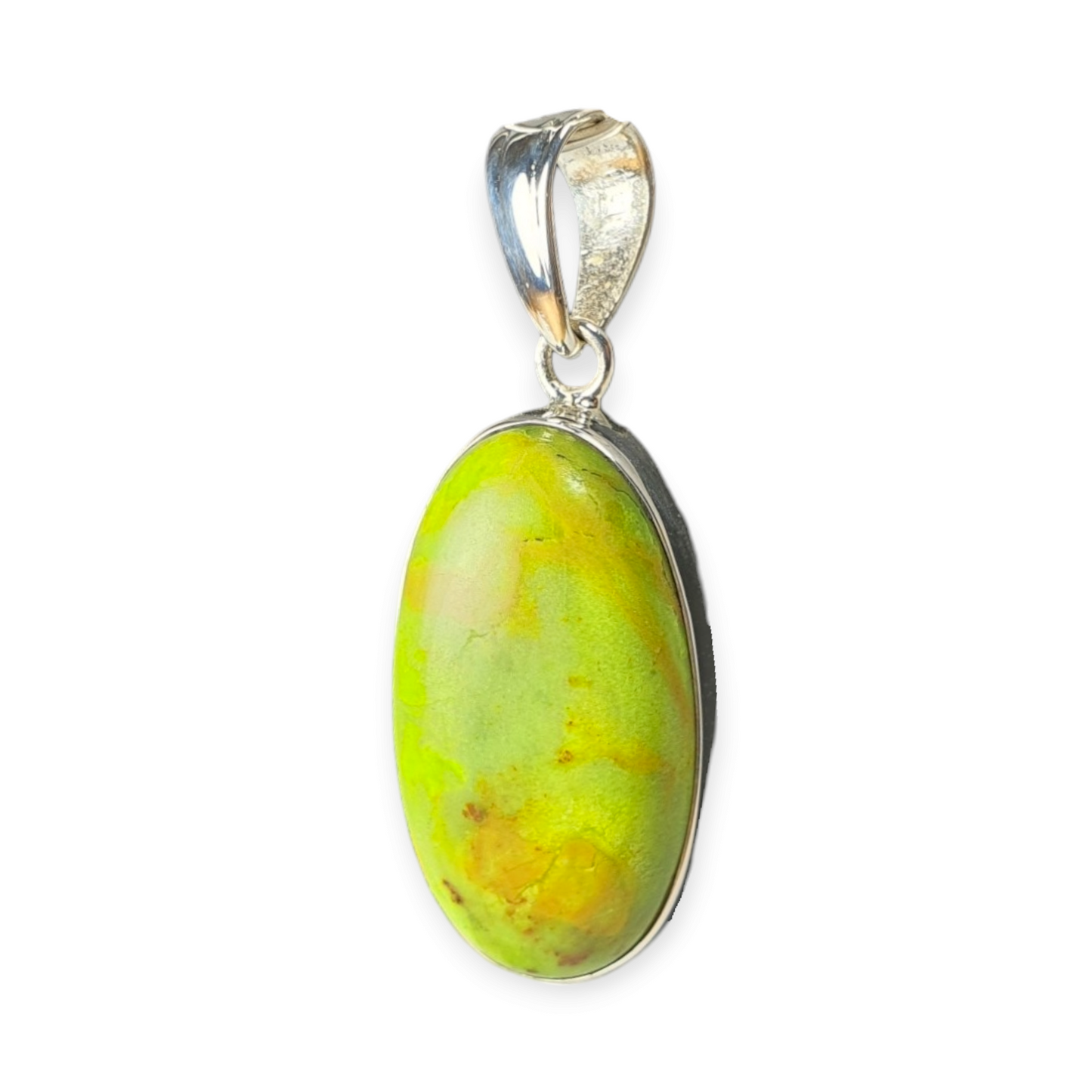 Crystals - Gaspeite Cabochon Pendant - Sterling Silver