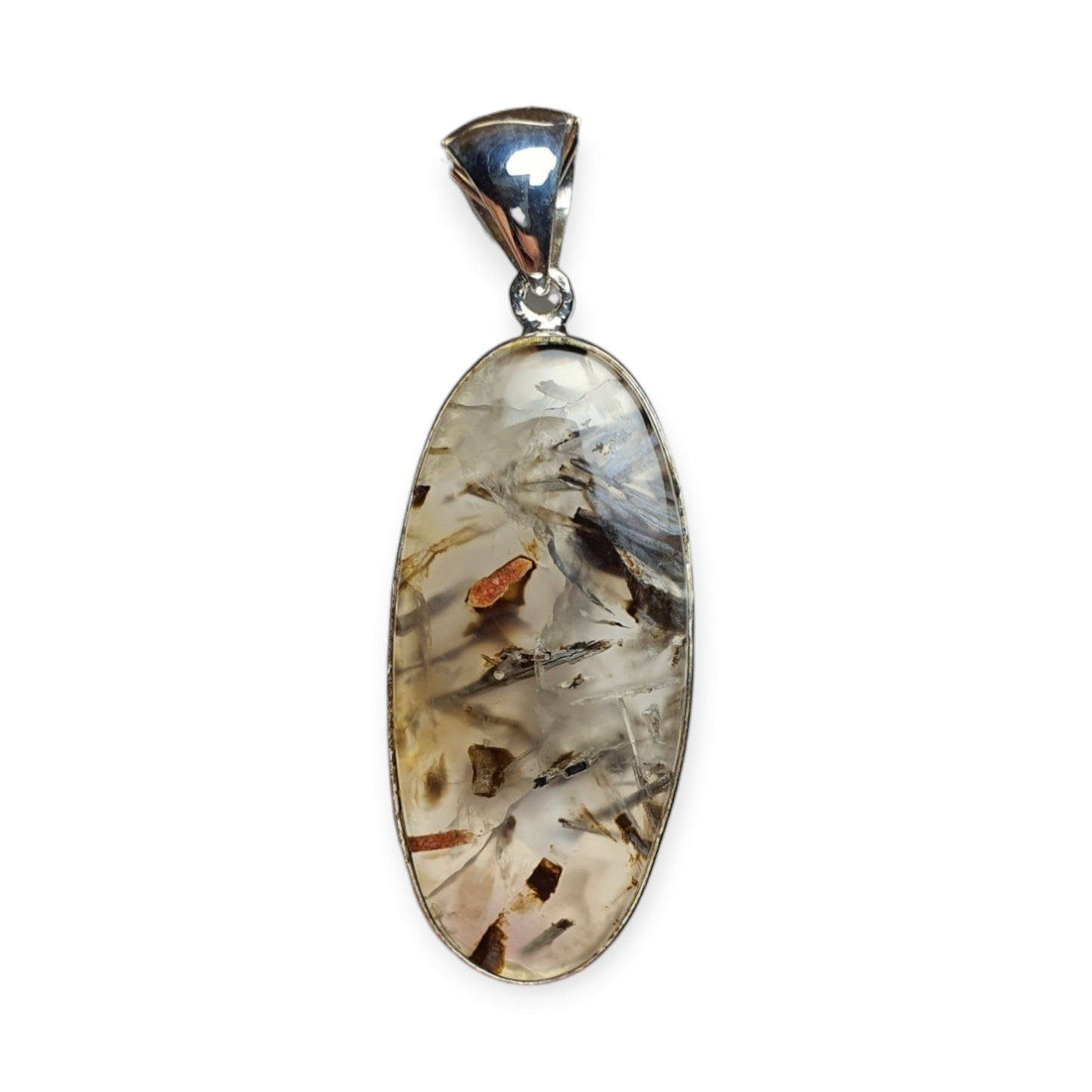 Crystals - Turkish Stick Agate Pendant - Sterling Silver
