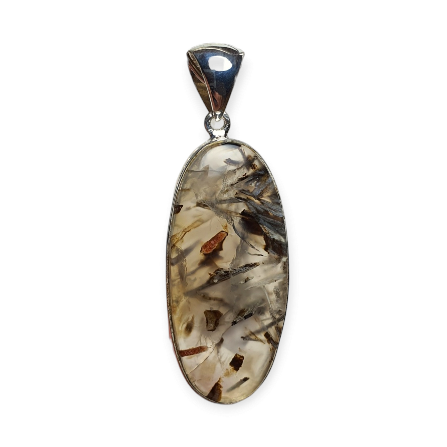 Crystals - Turkish Stick Agate Pendant - Sterling Silver