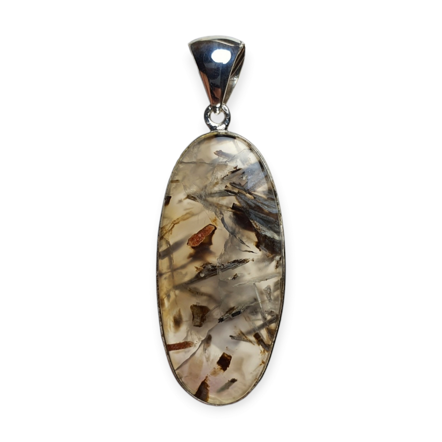 Crystals - Turkish Stick Agate Pendant - Sterling Silver