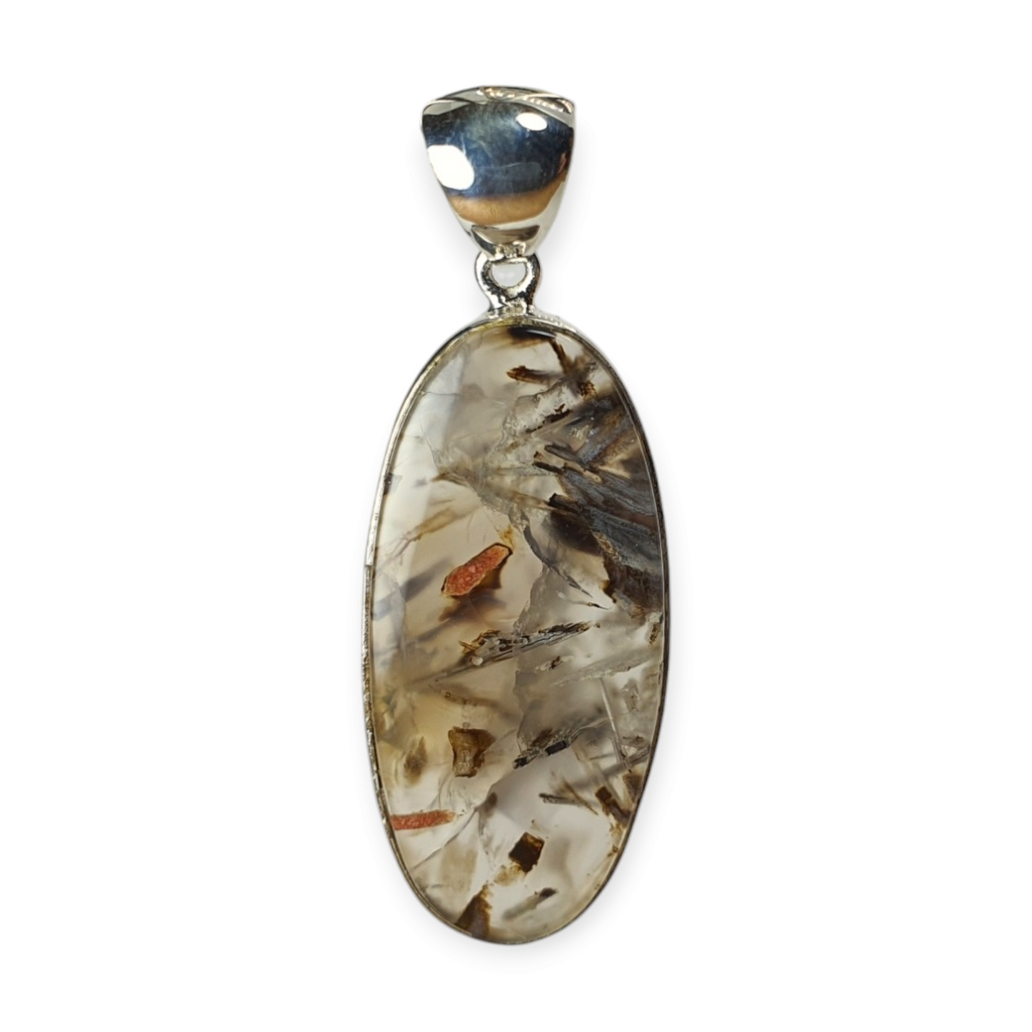 Crystals - Turkish Stick Agate Pendant - Sterling Silver